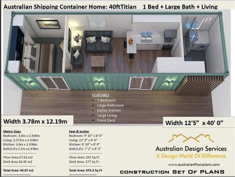 40x8 Shipping Container Home Plan Architectural Etsy Shipping