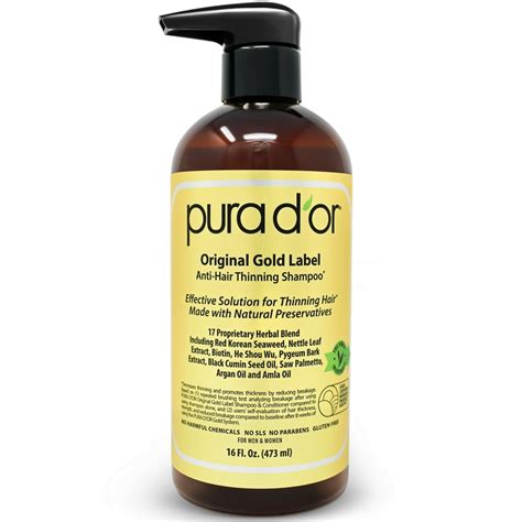 Pura Dor Original Gold Label Anti Thinning Shampoo 16oz 473ml Clinically Tested Biotin