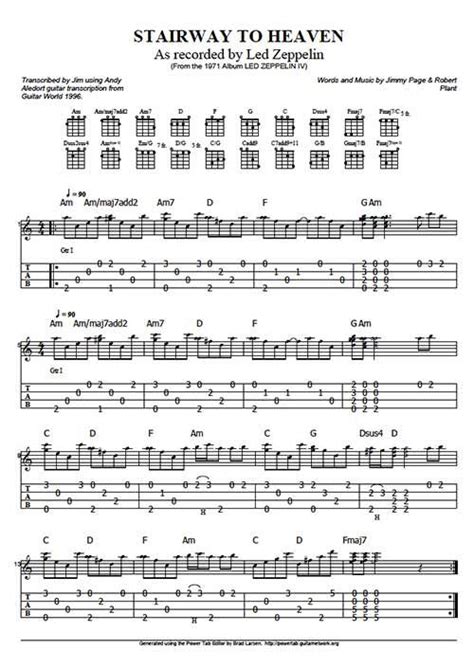 Stairway To Heaven By Led Zeppelin Ukulele Tabs And Chords Free And