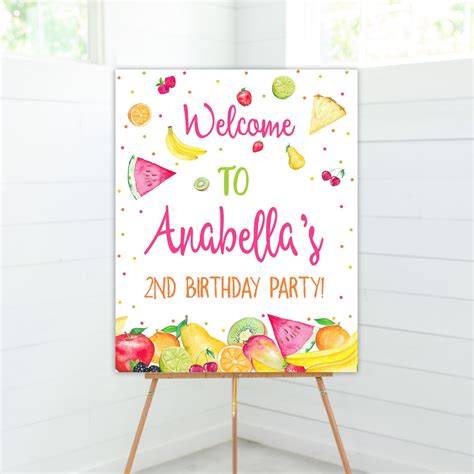 Twotti Frutti Birthday Welcome Sign Instant Download Editable Etsy