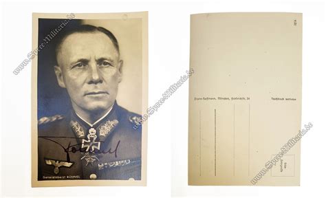 General Fieldmarshall Erwin Rommel Postcard W Original Signature