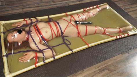 Bondage With Ropes To The Frame In Latex Bed With Vibro Vacuum Dreams
