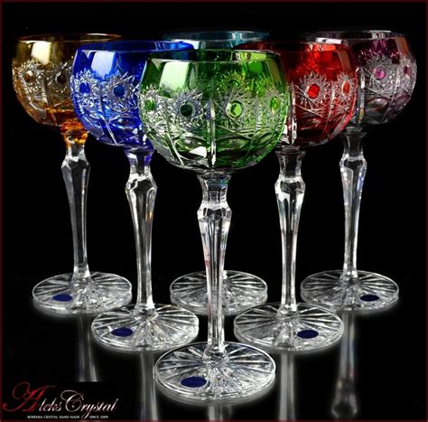 Bohemia Glass Crystal Glassware Antiques Colored Wine Glasses