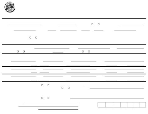 Burger King Application Form Printable - Printable Templates