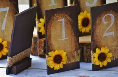 Sunflower Table Numbers Sunflower Wedding By Redheartcreations