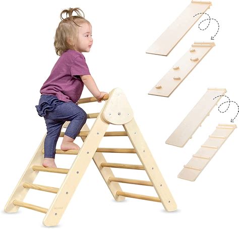 Lm Kids Wooden Montessori Climbing Triangle Arch With Ramp Wooden Kids