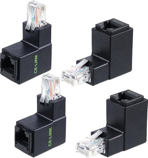 4 Pieces 90 Degree Ethernet Adapter Rj45 Male To Female Right Angle