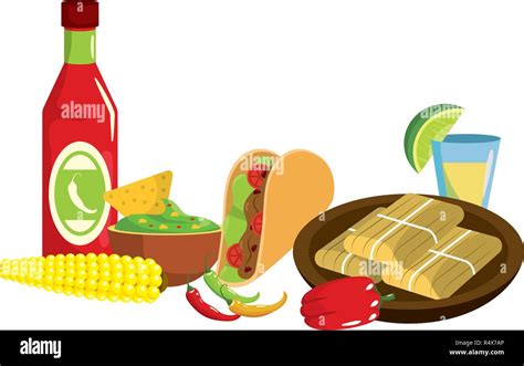 Delicious Mexican Food Cartoon Vector Illustration Graphic Design Stock