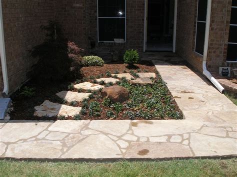 Front Yard Design With Flagstone Walkway By Baldi Gardens Arlington