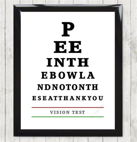 Printable Art Print A Funny Eye Chart Toilet Loo Bathroom Etsy