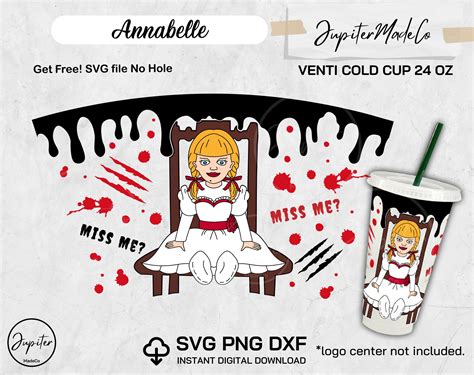 Annabelle Doll Svg Horror Movie Svg Wrap Cold Cup Svg Png Dxf Etsy Uk