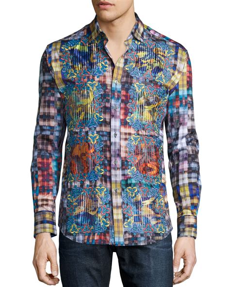 Robert Graham Limited Edition Plaid Sport Shirt With Embroidery Multi