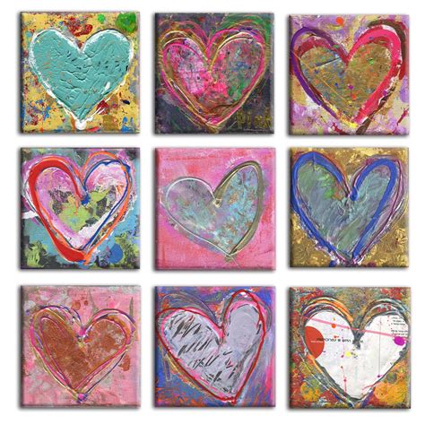Canvas Wall Collage Collage Art Mixed Media Mini Canvas Art Heart