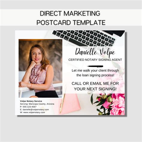 Notary Public Marketing Postcard Template Printable For Notary And Loan Signing Agents Etsy