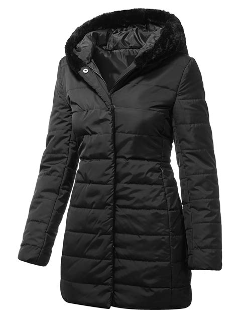 Ma Croix Womens Winter Lightweight Poly Down Puffer Hooded Parka Coat