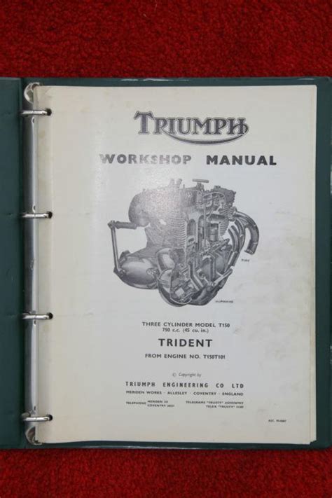 Buy 1969 Triumph T150 Trident Workshop Manual Owners Handbook Parts