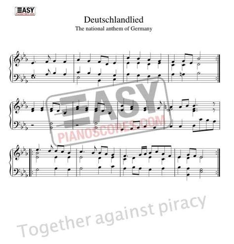 Das Deutschlandlied The National Anthem Of Germany Piano Sheet