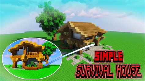 Simple Survival House Minecraft Building Tutorial Youtube