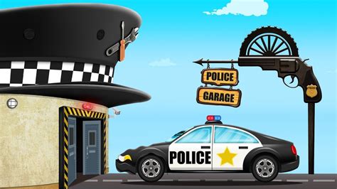 Police Car Garage Cartoon Car Videos Emergency Vehicles For Kids