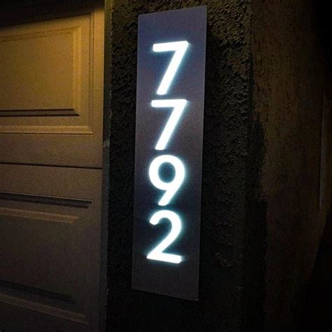 Custom Bespoke Led House Number Sign Vertical 4 Commercial Grade