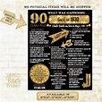 1930 Fun Facts Poster:Black and Gold 1930 Digital Card, 90th birthday ...