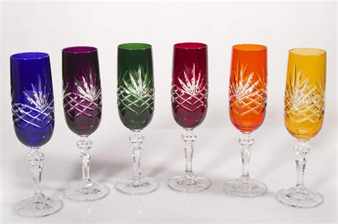 Timeless Multicoloured Crystal Champagne Glasses Set Of 6 Champagne Glasses Product Categories