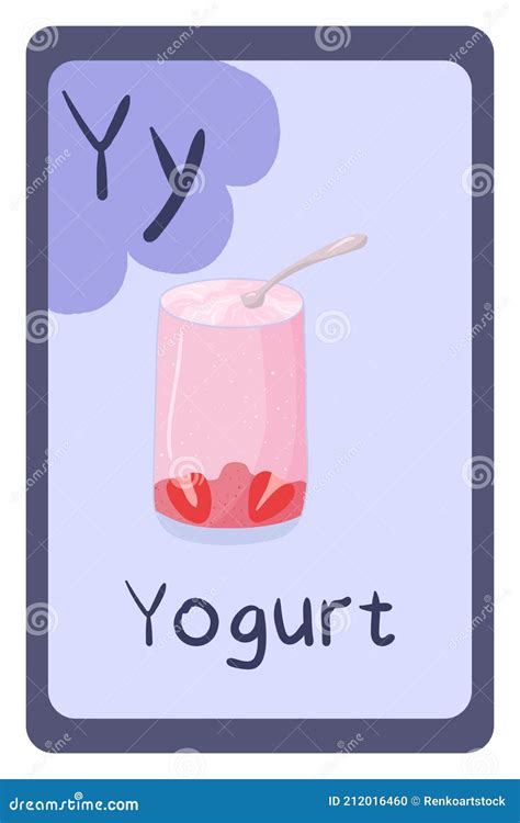 Colorful Abc Education Flash Card Letter Y Yogurt Fermented Milk