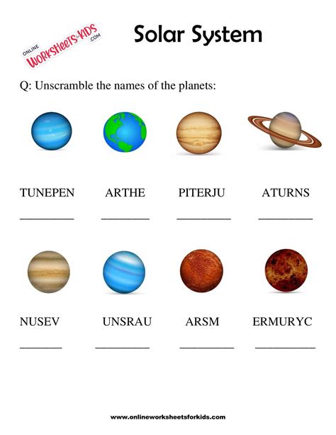 Solar System Worksheets For Grade 1 10