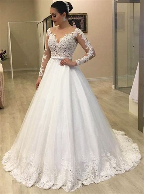 Princess Wedding Dress With Sleevesclassic Bridal Gown