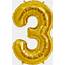 Gold Balloons  Number 3 Helium Balloon Transparent Png 331x531