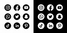 Social Media Icons Black And White Round 9826484 Vector Art at Vecteezy