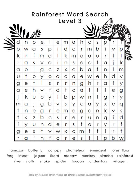 Rainforest Themed Free Printable Word Search Precision Printables Free Printable Word Searches
