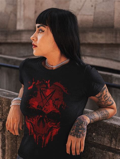 Luciferian Skull Woman T Shirt Occult Clothing Women Modern Witch