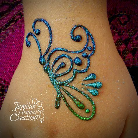 Just add water safe for all ages and lasts 5 to 8 days every design in. butterfly henna www.JamilahHennaCreations.com | Glitter ...