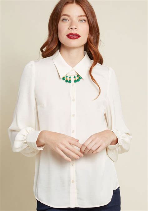 Undeniably Inspired Collared Blouse In Cream Blouse Fashion Clothes