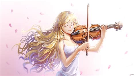 Desktop Wallpaper Kaori Miyazono Play Violin Anime Art Hd Image