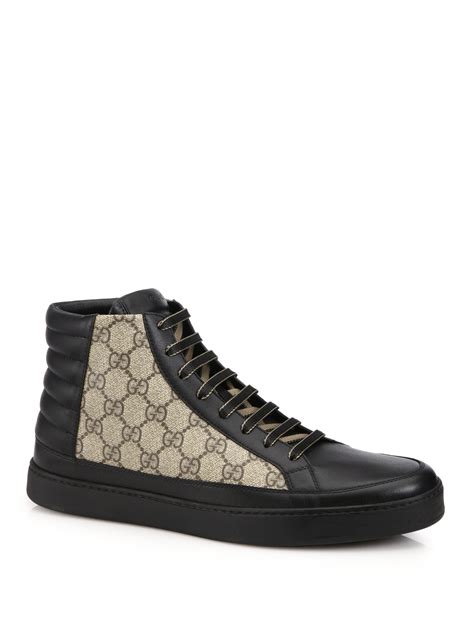 Gucci Gg Supreme High Top Sneakers In Black For Men Save 13 Lyst