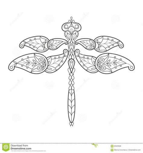 Free printable pattern worksheets for preschoolers. Adult coloring. Dragonfly. stock vector. Illustration of graphic - 69329586