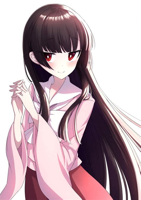 Safebooru 1girl Arms Up Bangs Black Hair Blouse Blunt Bangs Blush Bow Bright Pupils Commentary