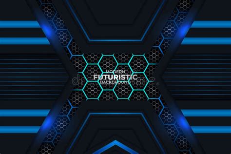 Modern Futuristic Realistic Overlapped Hexagon Symmetry Blue Background