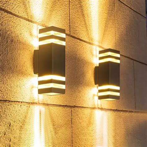 Modern Led Up Down Wall Light Sconce Dual Head Lamp Fixtures Outdoor