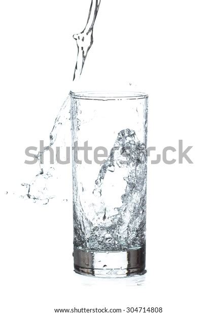 Stages Pouring Water Into Glass Isolated Stock Photo 304714808