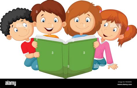 Libro De Lectura Para Niños De Dibujos Animados Imagen Vector De Stock