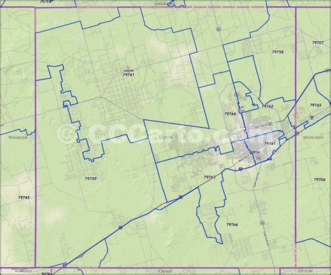 Odessa Texas Zip Codes Ector County Zip Code Boundary Map