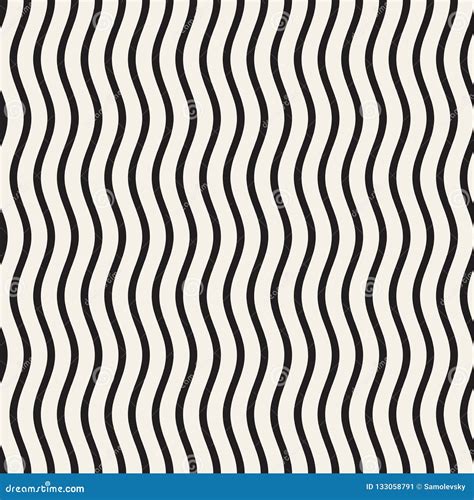 Vector Seamless Black And White Wavy Lines Pattern Abstract Geometric