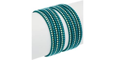 Swarovski Crystal Slake Leather Wrap Bracelet Lyst