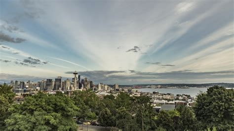 Night Time Skyline In Seattle Washington Image Free Stock Photo