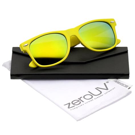 Zerouv Retro Large Square Colored Mirror Lens Horn Rimmed Sunglasses 55mm