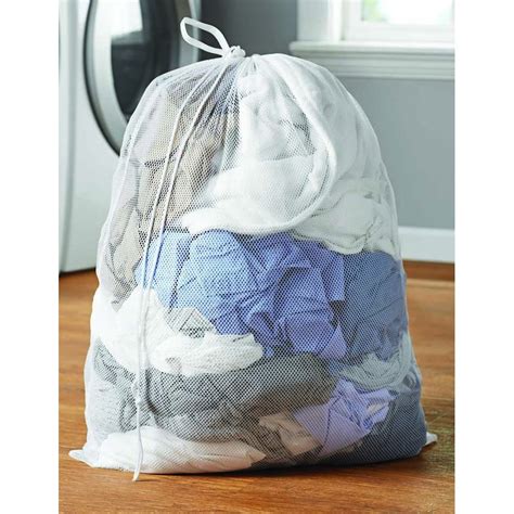 Mainstays White Polyester Mesh Laundry Bag With Drawstring Closure 24