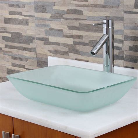 Elite Glass Rectangular Vessel Bathroom Sink Glass Sink Contemporary